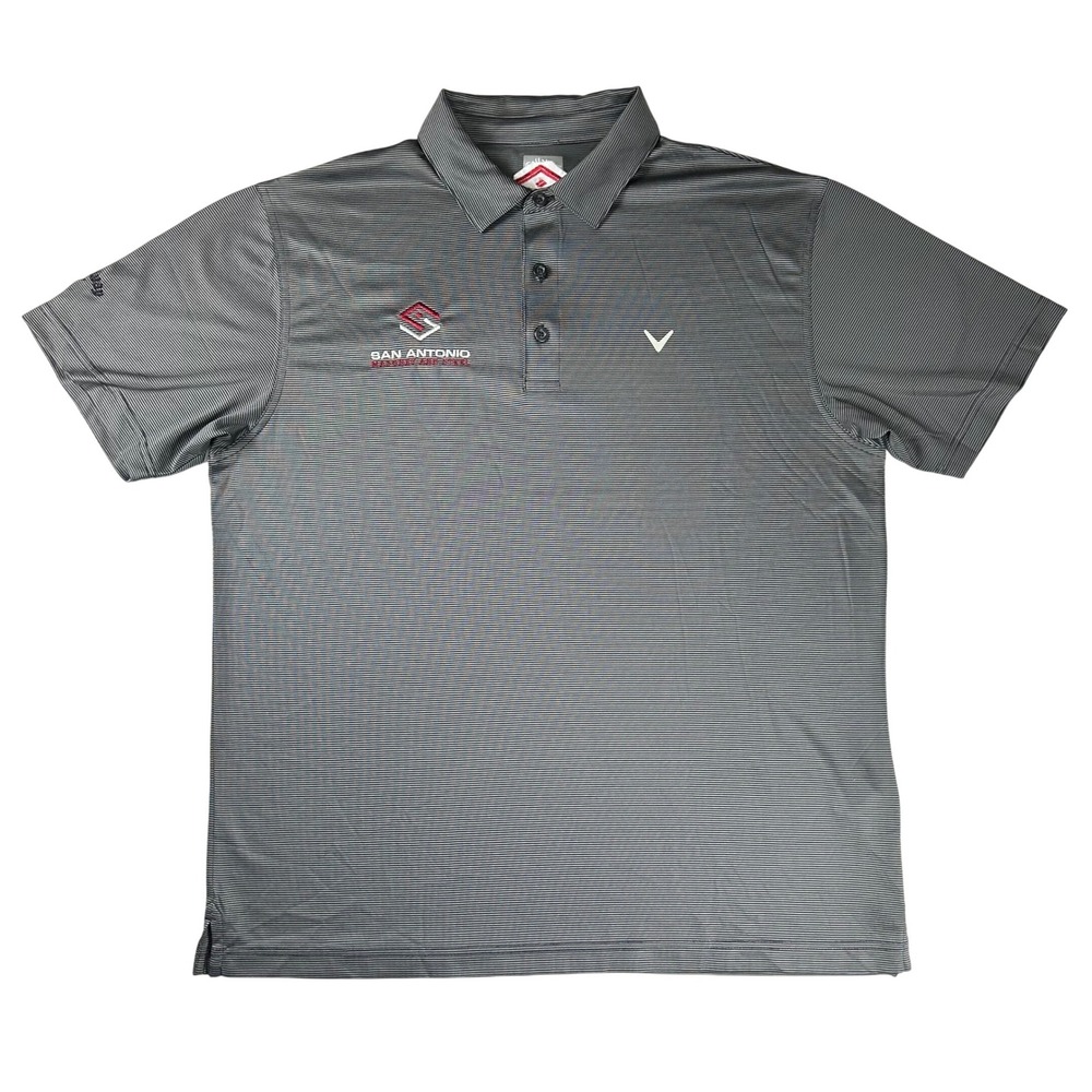 Callaway Mens Golf Polo Shirt Grey Stripe Performance Short‎ Sleeve XL